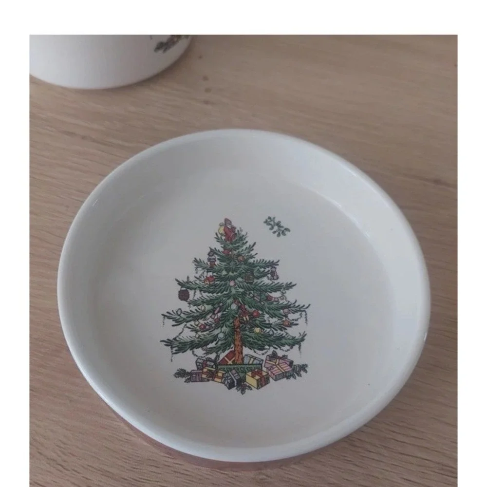 Spode Christmas Tree Tartan Wine Chiller & Coaster Bottle Cooler Set Gift Boxed